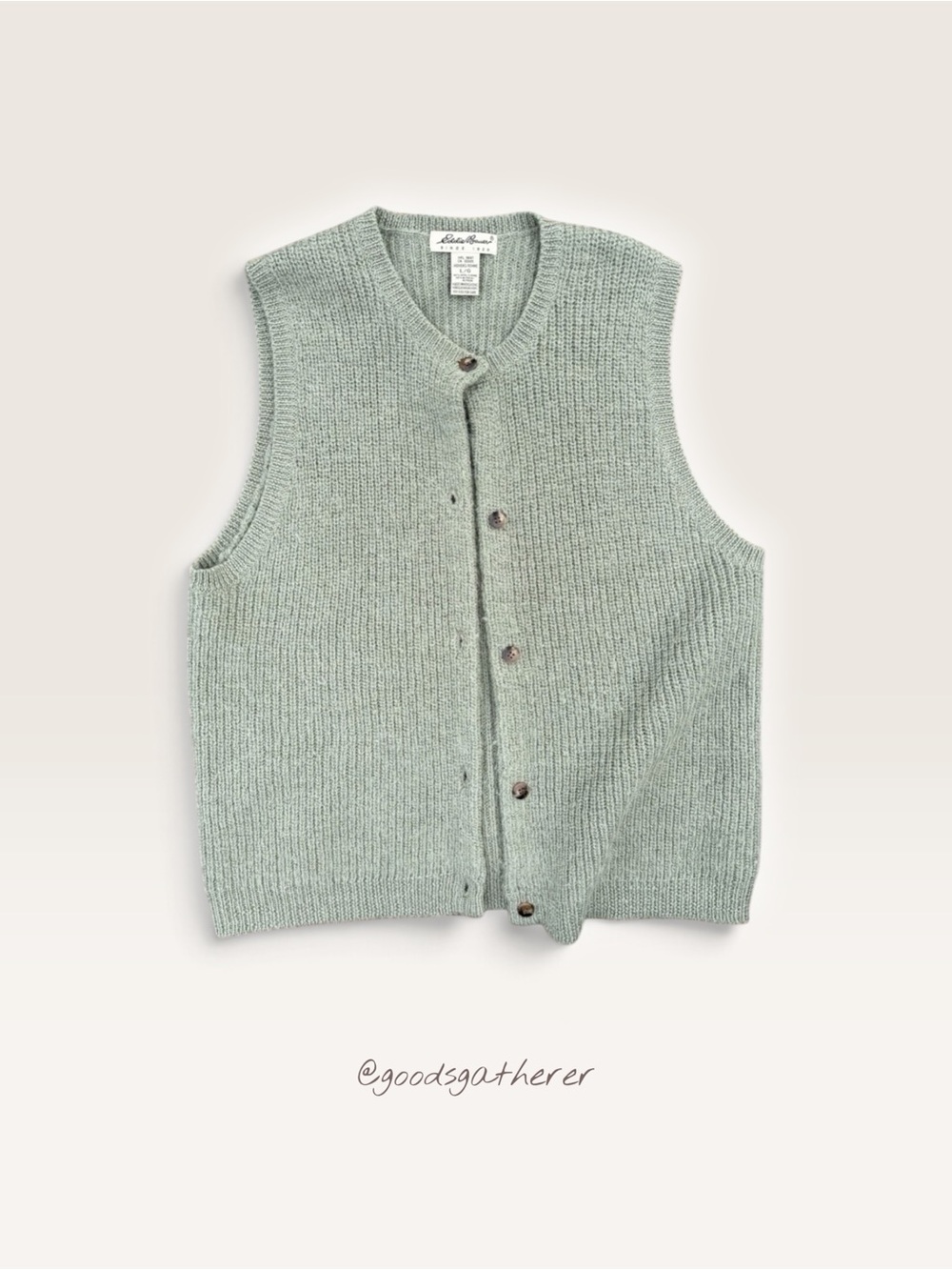 Eddie Bauer Wool Alpaca Cardigan Sweater Vest Green L Button Front - Picture 6 of 6